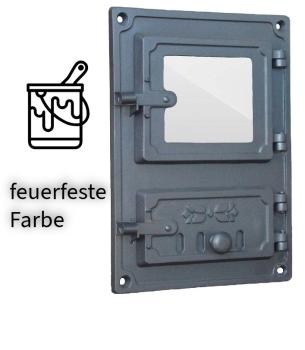 Innbee® Backofentür 375x275 mm Gusseisen Küchentür mit Glas Luftzufuhrregulierung Ofen In-1622